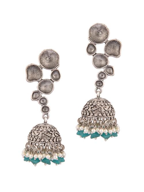green metal jhumka earring - 18201441 - Very Small Image - 1