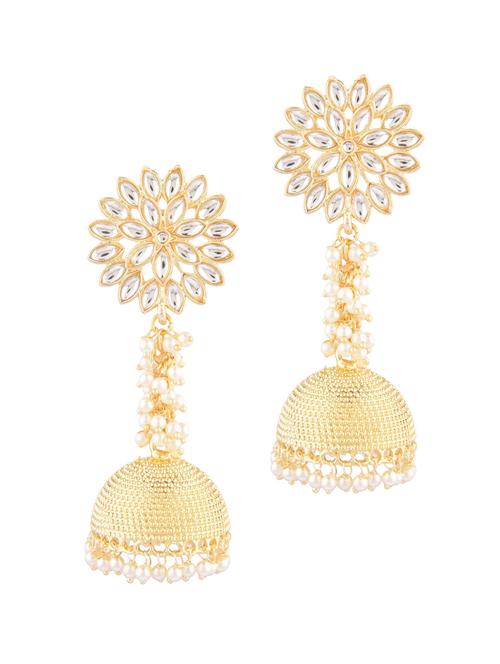 gold metal jhumka earring - 18201451 - Very Small Image - 1