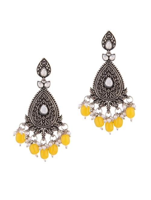 yellow metal chandellier earring - 18201510 - Very Small Image - 1