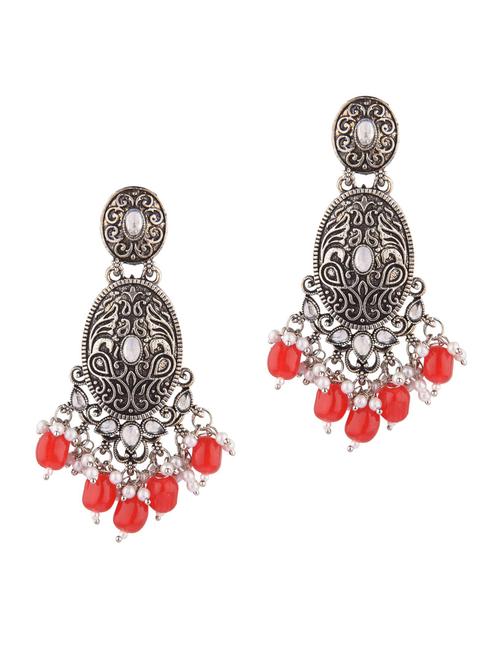red metal chandellier earring - 18201521 - Very Small Image - 1