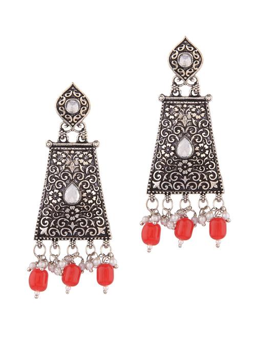 red metal chandellier earring - 18201538 - Very Small Image - 1