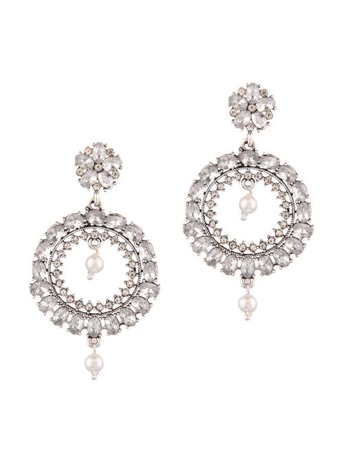 white metal drop earring - 18201625 - Very Small Image - 1
