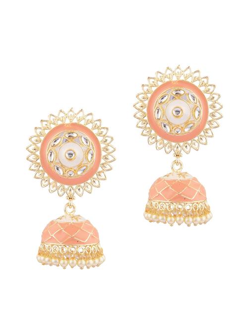 orange metal jhumka earring - 18201668 - Very Small Image - 1