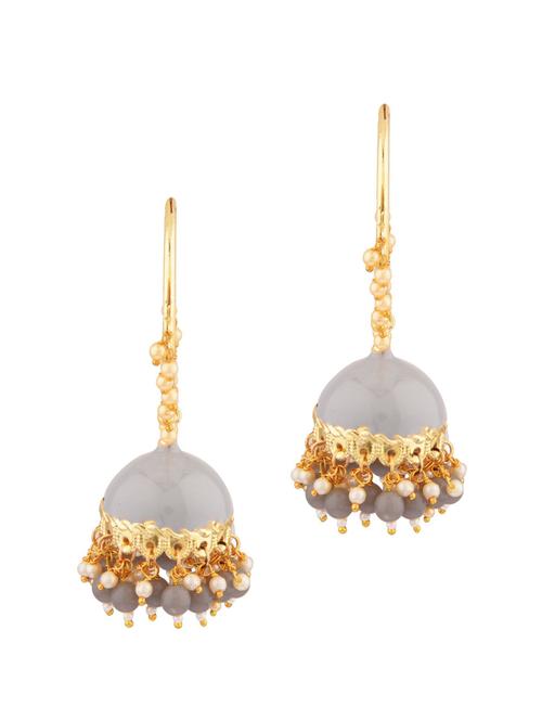 grey metal jhumka earring - 18201699 - Very Small Image - 1