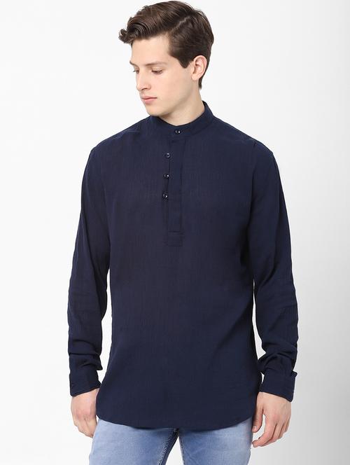navy blue solid casual shirt - 18202063 - Very Small Image - 1