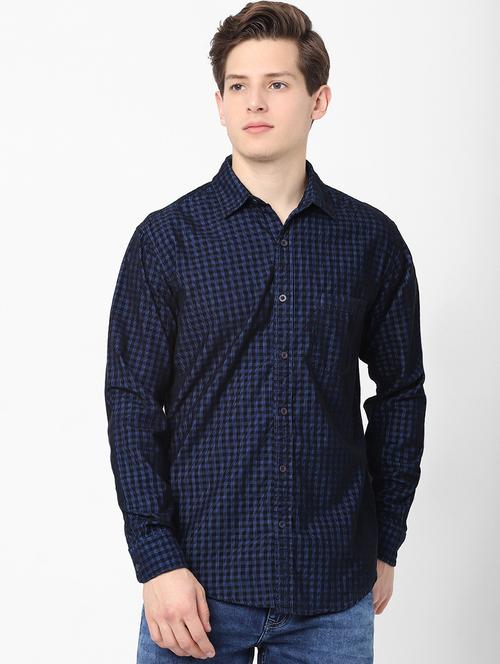 dark blue checkered casual shirt - 18202069 - Very Small Image - 1