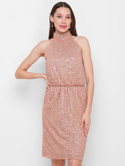 peach self designed a-line dress - 18202192 - Very Small Image - 1
