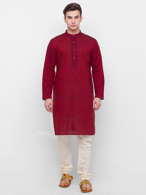 red melange kurta - 18202209 - Very Small Image - 1