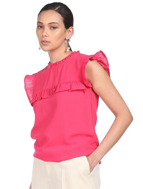 crew neck frill detail top - 18202464 - Very Small Image - 1