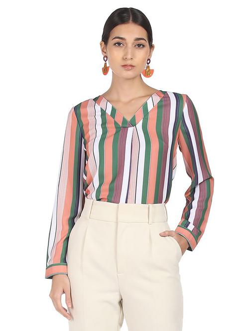 v-neck striped top - 18202490 - Very Small Image - 1