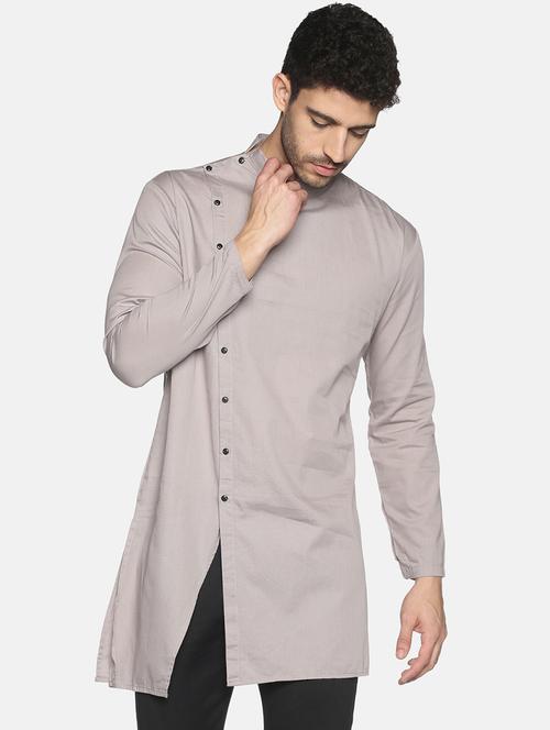 grey solid medium kurta - 18203318 - Very Small Image - 1