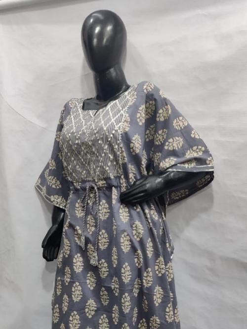 cotton fabric kaftan pant set with - 18203754 - Very Small Image - 1