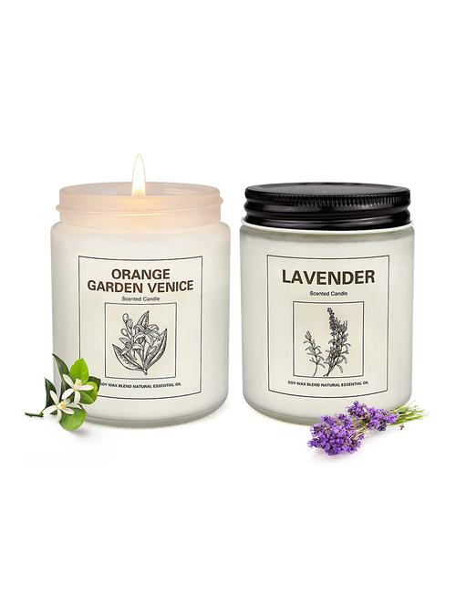 lavender and orange scented 7oz set of 2 jar candles perfect for gifting - 18204232 - Very Small Image - 1