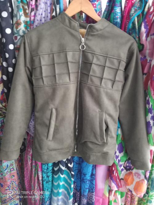 velvet material winter jacket - 18204266 - Very Small Image - 1