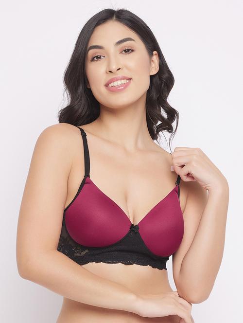 maroon solid t-shirt bra - 18204477 - Very Small Image - 1