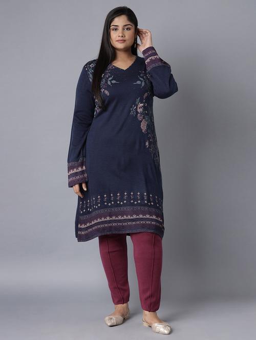 blue synthetic straight kurta - 18204830 - Very Small Image - 1