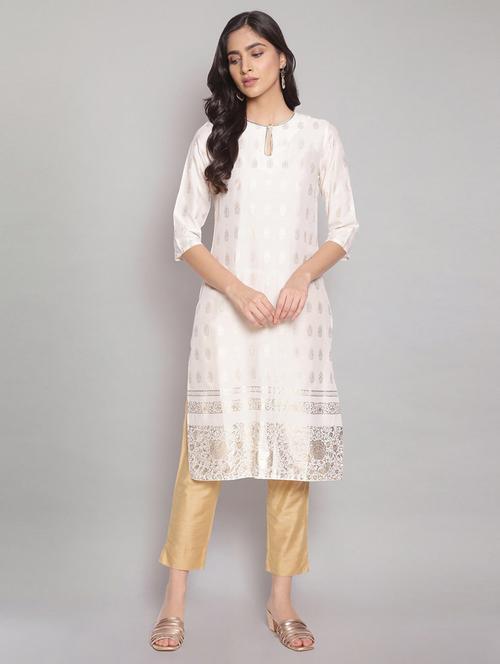 white viscose straight kurta - 18204855 - Very Small Image - 1