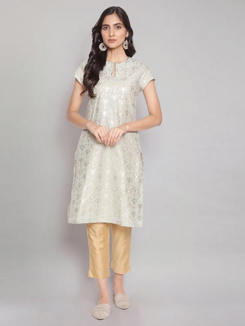 green cotton straight kurta - 18204863 - Very Small Image - 1