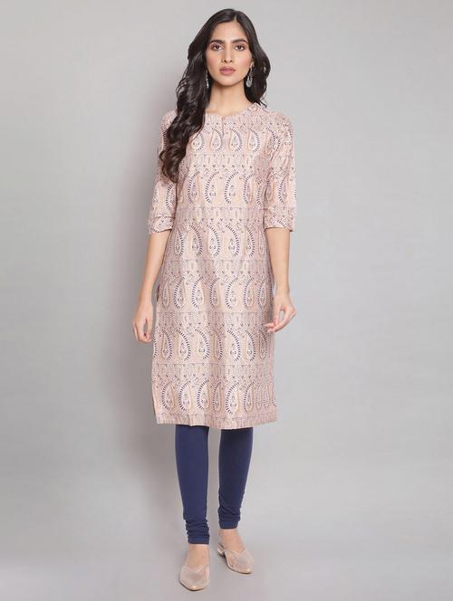 pink viscose straight kurta - 18204877 - Very Small Image - 1