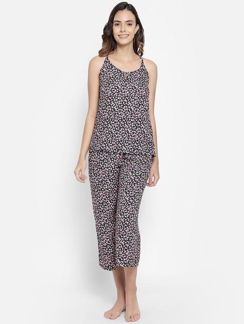 cami neck printed nightwear pajama set - 18205178 - Very Small Image - 1