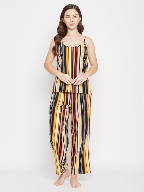 cami neck striped nightwear pajama set - 18205179 - Very Small Image - 1