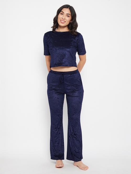 round neck printed nightwear pajama set - 18205192 - Very Small Image - 1