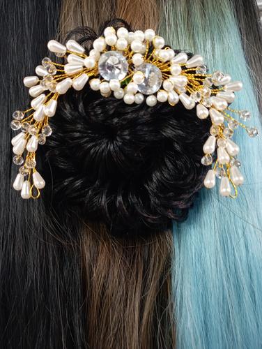 hair accessories white golden color - 18205209 - Very Small Image - 1