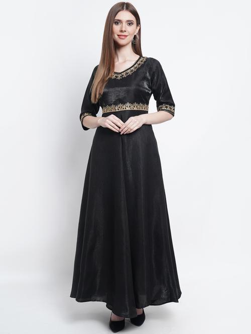 v-neck embroidered detail fit & flare dress - 18205276 - Very Small Image - 1