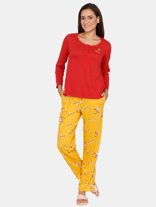 round neck printed nightwear pajama set - 18206006 - Very Small Image - 1