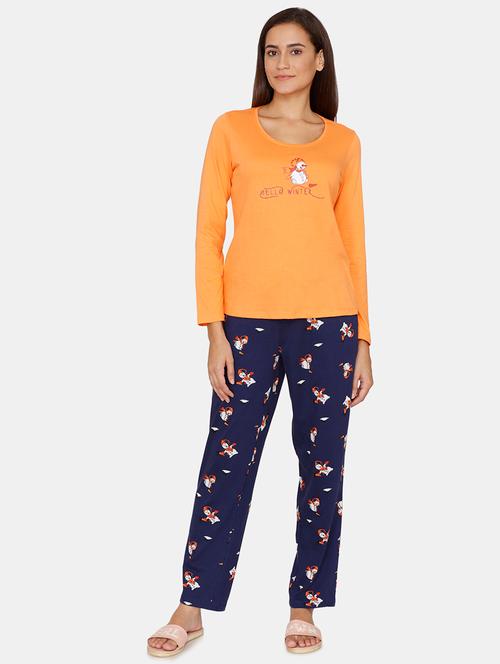 round neck printed nightwear pajama set - 18206011 - Very Small Image - 1