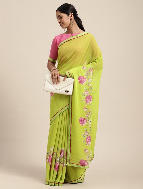floral printed saree with blouse - 18206173 - Very Small Image - 1