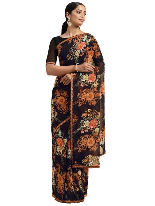 floral printed saree - 18206180 - Very Small Image - 1