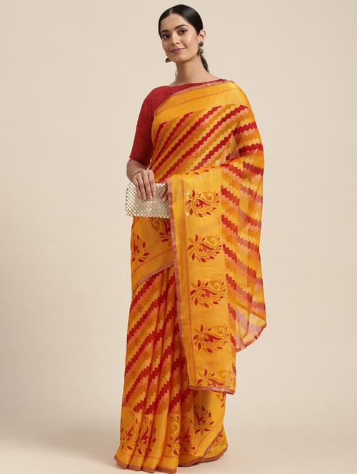 abstract printed saree with blouse - 18206186 - Very Small Image - 1