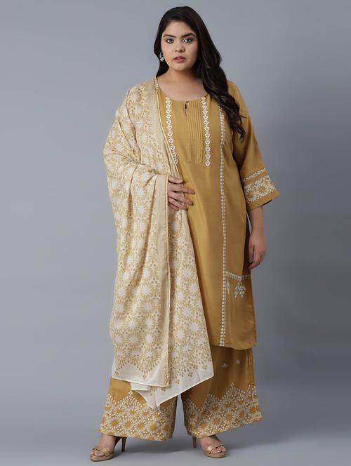 yellow viscose kurta pant set - 18206454 - Very Small Image - 1