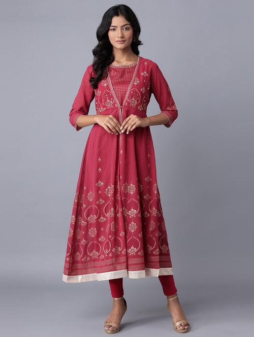 purple synthetic kurta legging set - 18206476 - Very Small Image - 1