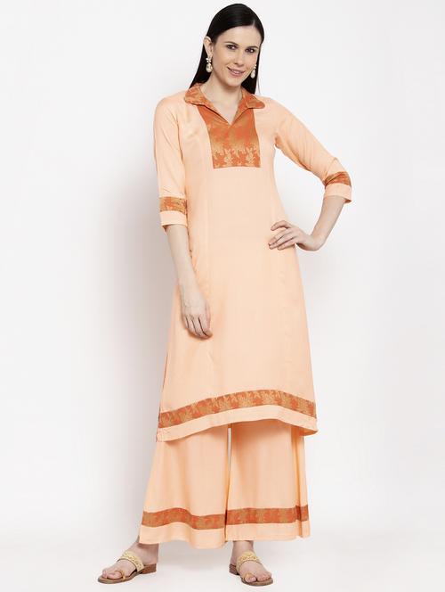peach rayon suit set - 18206531 - Very Small Image - 1