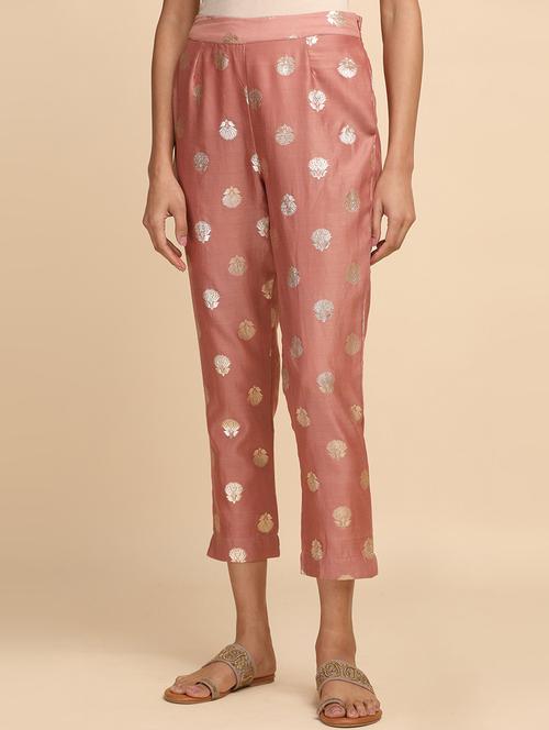 metallic self design pants - 18206655 - Very Small Image - 1