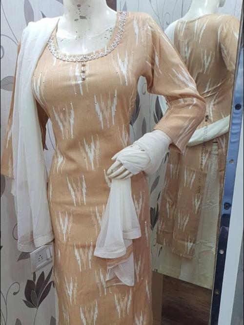 ladies cotton suit with dupatta brown - 18206892 - Very Small Image - 1