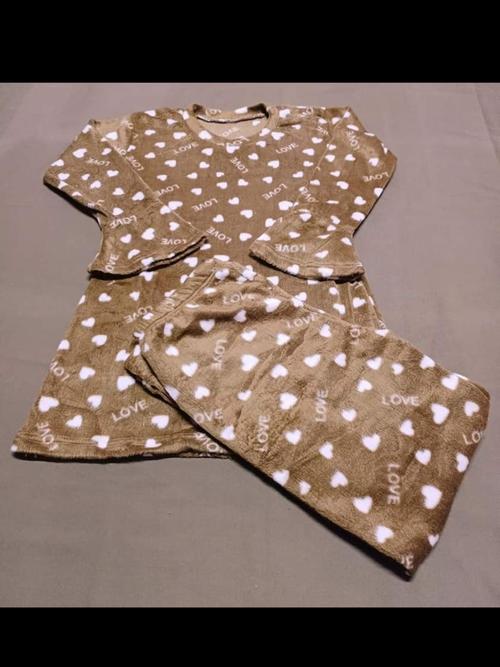 ladies night wear set brown color - 18206940 - Very Small Image - 1