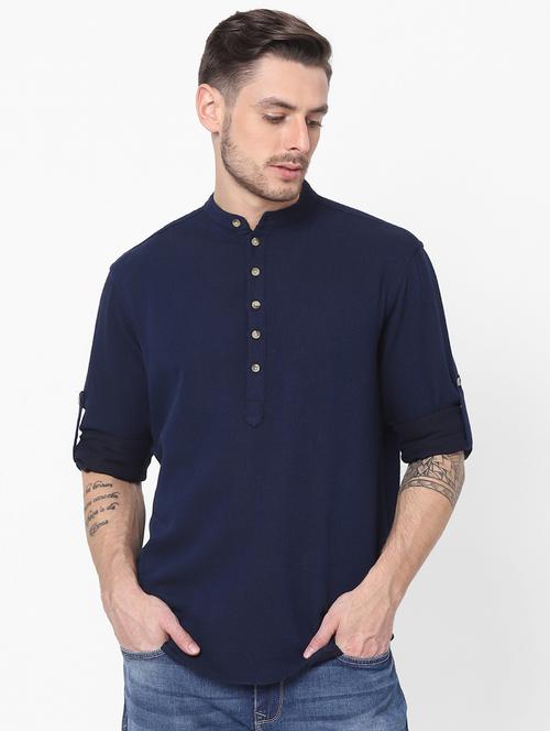 navy blue solid casual shirt - 18207115 - Very Small Image - 1