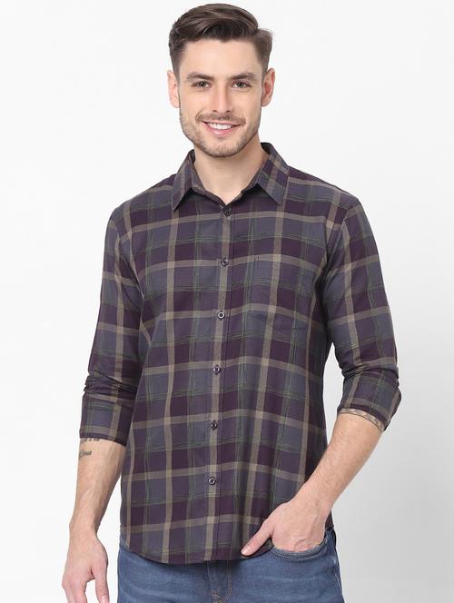 purple checkered casual shirt - 18207119 - Very Small Image - 1