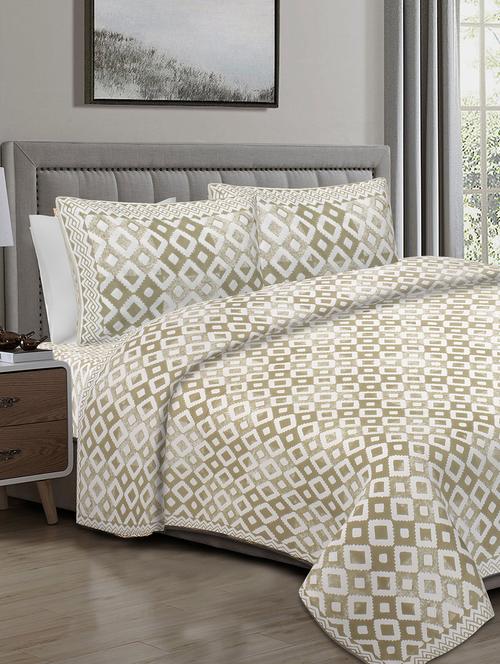 texstylers 100% cotton 90 inch x 108 inch jaipuri print king size bedsheet with 2 pillow covers - 18207341 - Very Small Image - 1