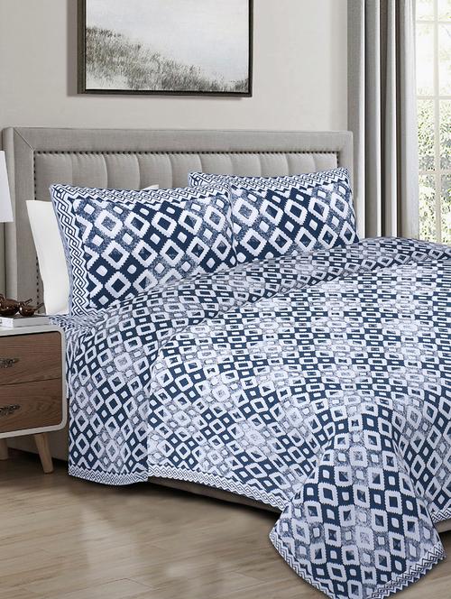 texstylers 100% cotton 90 inch x 108 inch jaipuri print king size bedsheet with 2 pillow covers - 18207342 - Very Small Image - 1
