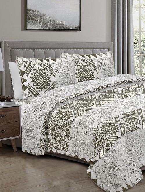 texstylers 100% cotton 90 inch x 108 inch jaipuri print king size bedsheet with 2 pillow covers - 18207347 - Very Small Image - 1