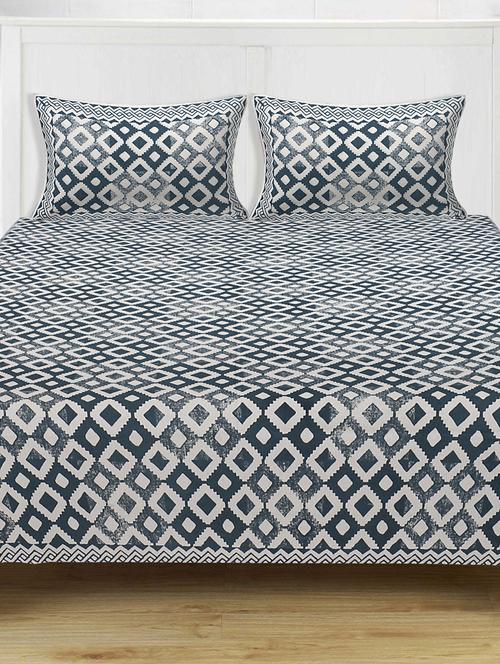 texstylers 100% cotton 90 inch x 108 inch jaipuri print king size bedsheet with 2 pillow covers - 18207350 - Very Small Image - 1