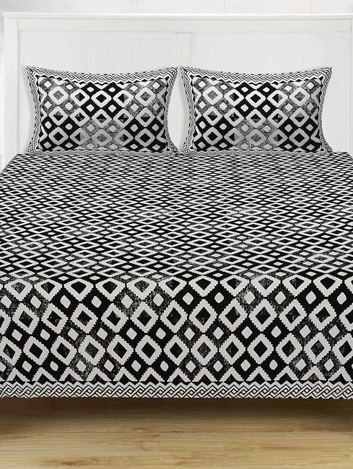 texstylers 100% cotton 90 inch x 108 inch jaipuri print king size bedsheet with 2 pillow covers - 18207352 - Very Small Image - 1