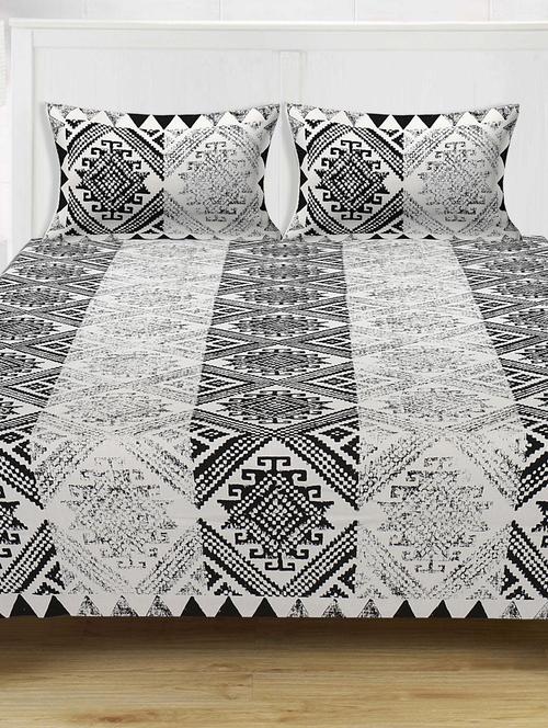 texstylers 100% cotton 90 inch x 108 inch jaipuri print king size bedsheet with 2 pillow covers - 18207356 - Very Small Image - 1