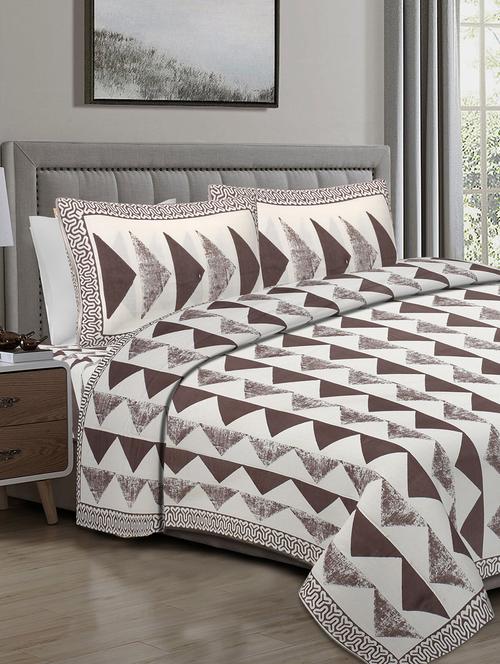 texstylers 100% cotton 108 inch x 108 inch jaipuri print super king size bedsheet with 2 pillow covers - 18207363 - Very Small Image - 1