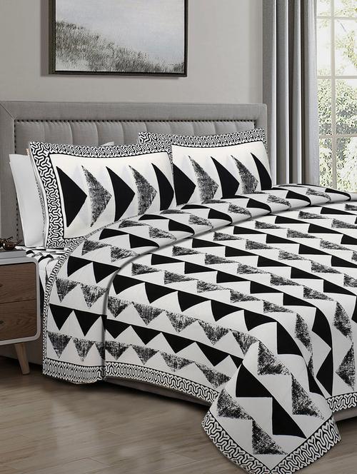 texstylers 100% cotton 108 inch x 108 inch jaipuri print super king size bedsheet with 2 pillow covers - 18207365 - Very Small Image - 1