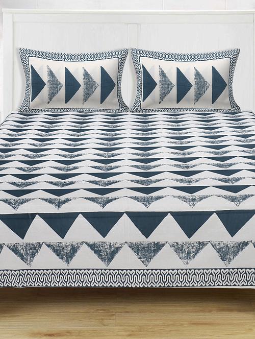 texstylers 100% cotton 108 inch x 108 inch jaipuri print super king size bedsheet with 2 pillow covers - 18207381 - Very Small Image - 1